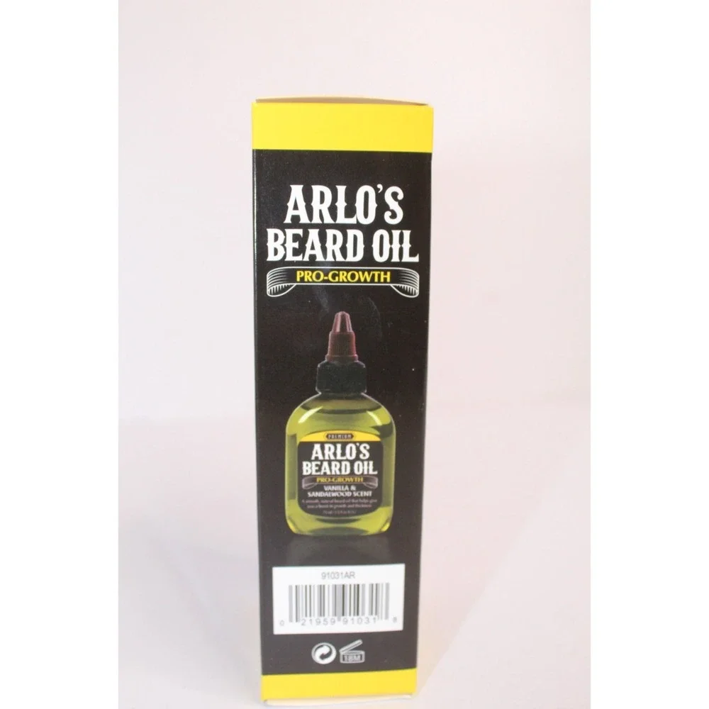 Arlo's Beard Oil Pro-Growth Sandalwood & Vanilla Scent & Castor Oil 2.5 floz NEW